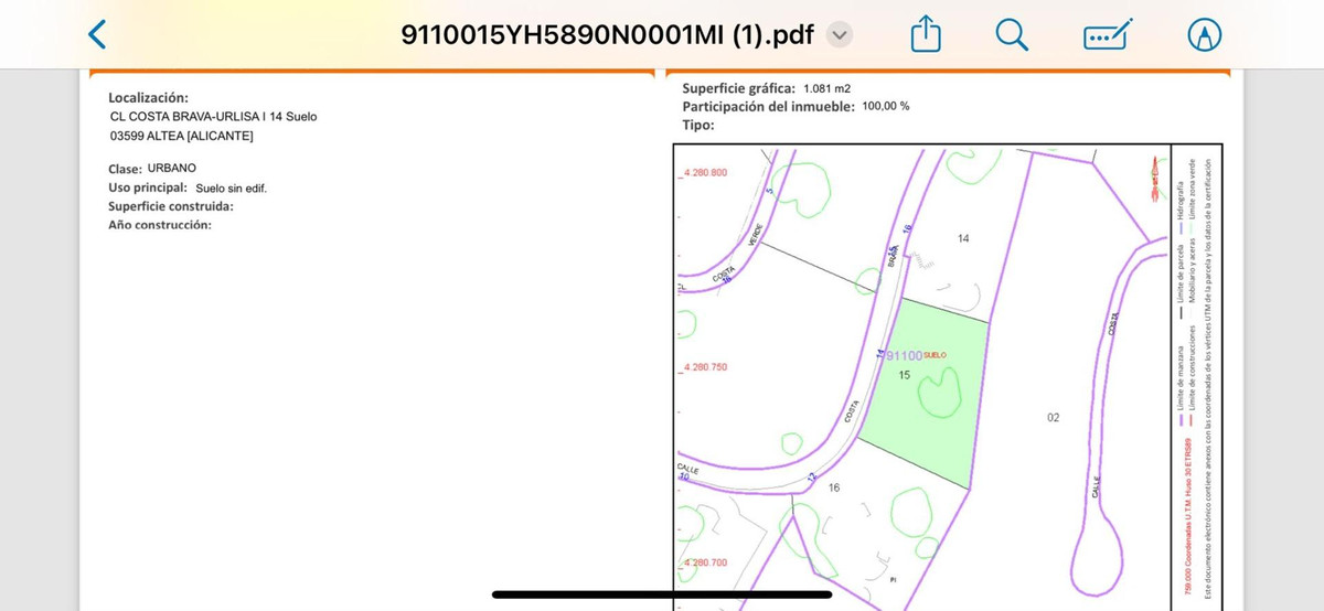 Plots for sale in Altea Costa Blanca, Alicante, Spain