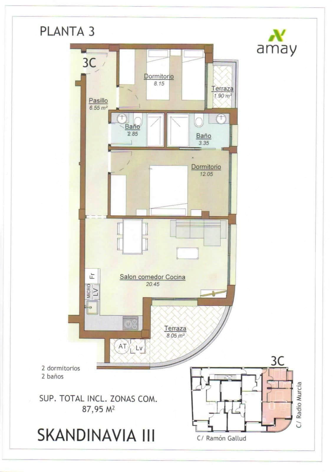 Se vende Apartamento Planta Media de 2 dormitorios en Costa Blanca, Alicante, España