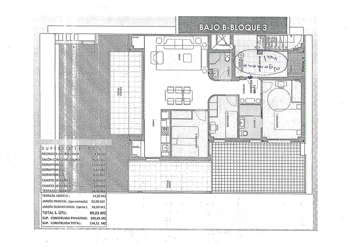 Se vende Apartamento Planta Baja de 3 dormitorios en Costa Blanca, Alicante, España