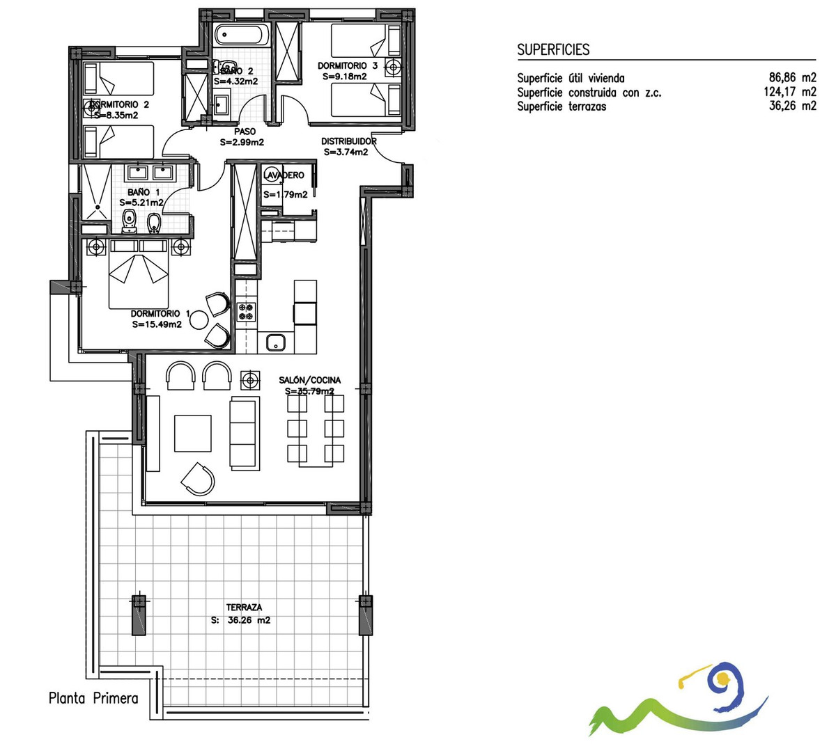 Se vende Apartamento Planta Media de 3 dormitorios en Costa Del Sol, Málaga, España
