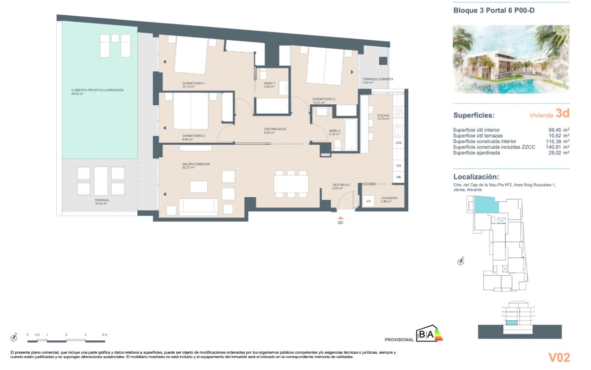 Se vende Apartamento Planta Media de 3 dormitorios en Costa Blanca, Alicante, España